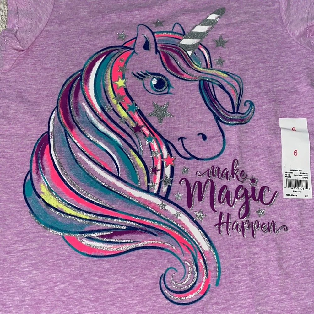 🌀🌀🌀 365 Kids - Unicorn Tee - Size 6 - Picture 4 of 4